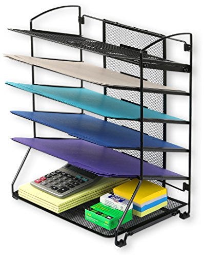 Simple Houseware 6 Tier Wall Mount Document Letter Tray Organizer, Black