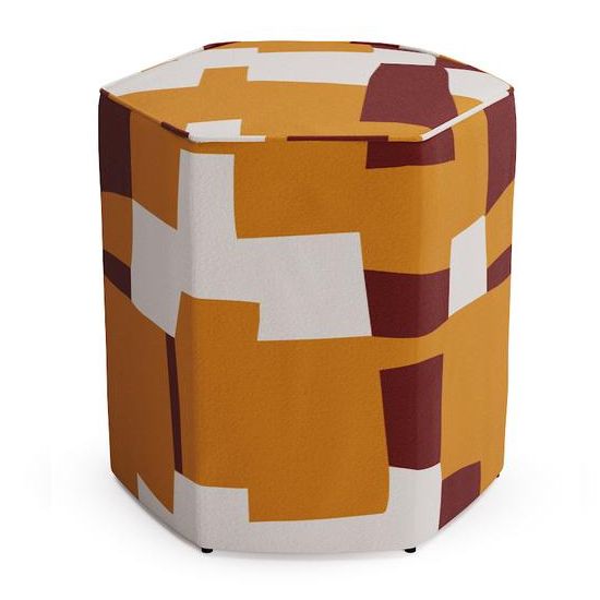 Hexagonal Ottoman in Spice Quilted