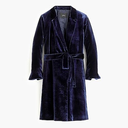 Long Wrap Coat in Drapey Velvet