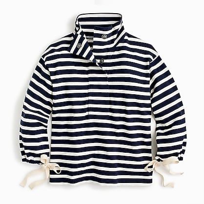 Striped Snap-neck Sweatshirt
