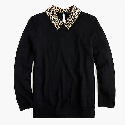 Sweater with Leopard Collar