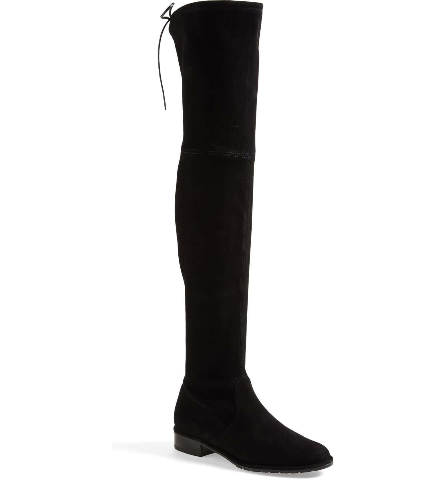 Lowland Over the Knee Boot in Black Suede
