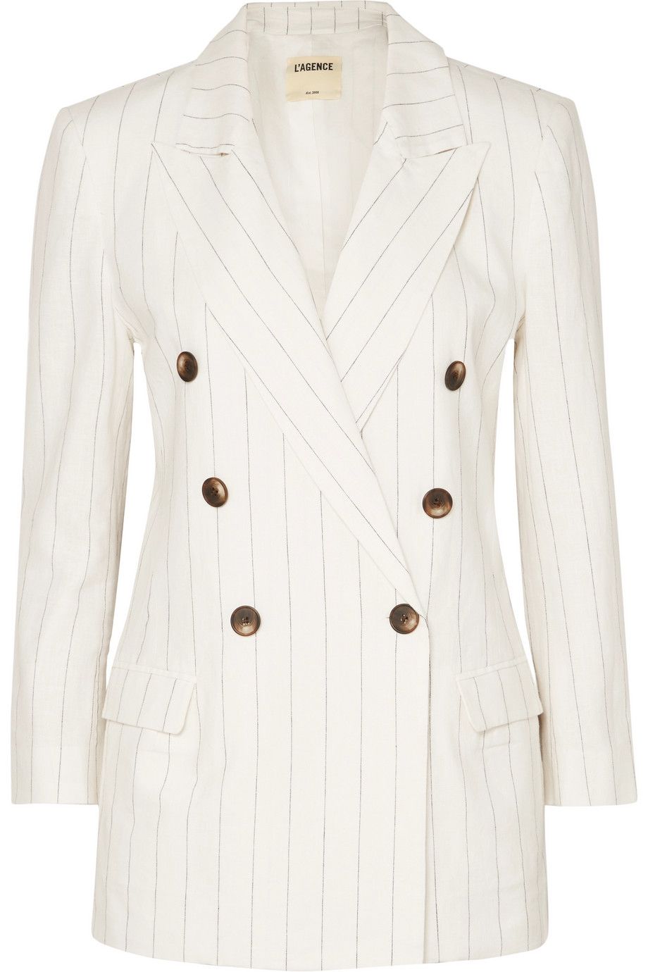 Brea pinstriped linen and cotton-blend blazer