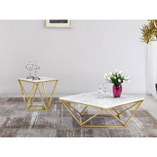 Lulu Georgia S Gold Marble Coffee Table Is So Stylish Geometric Coffee Tables