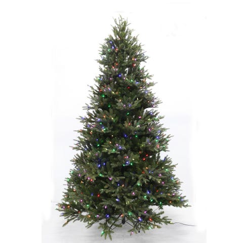 Majestic Fir 7.5-Foot Pre-Lit LED WRGB Artificial Christmas Tree