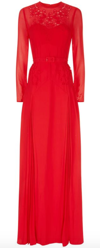 Red Embroidered Maxi Dress