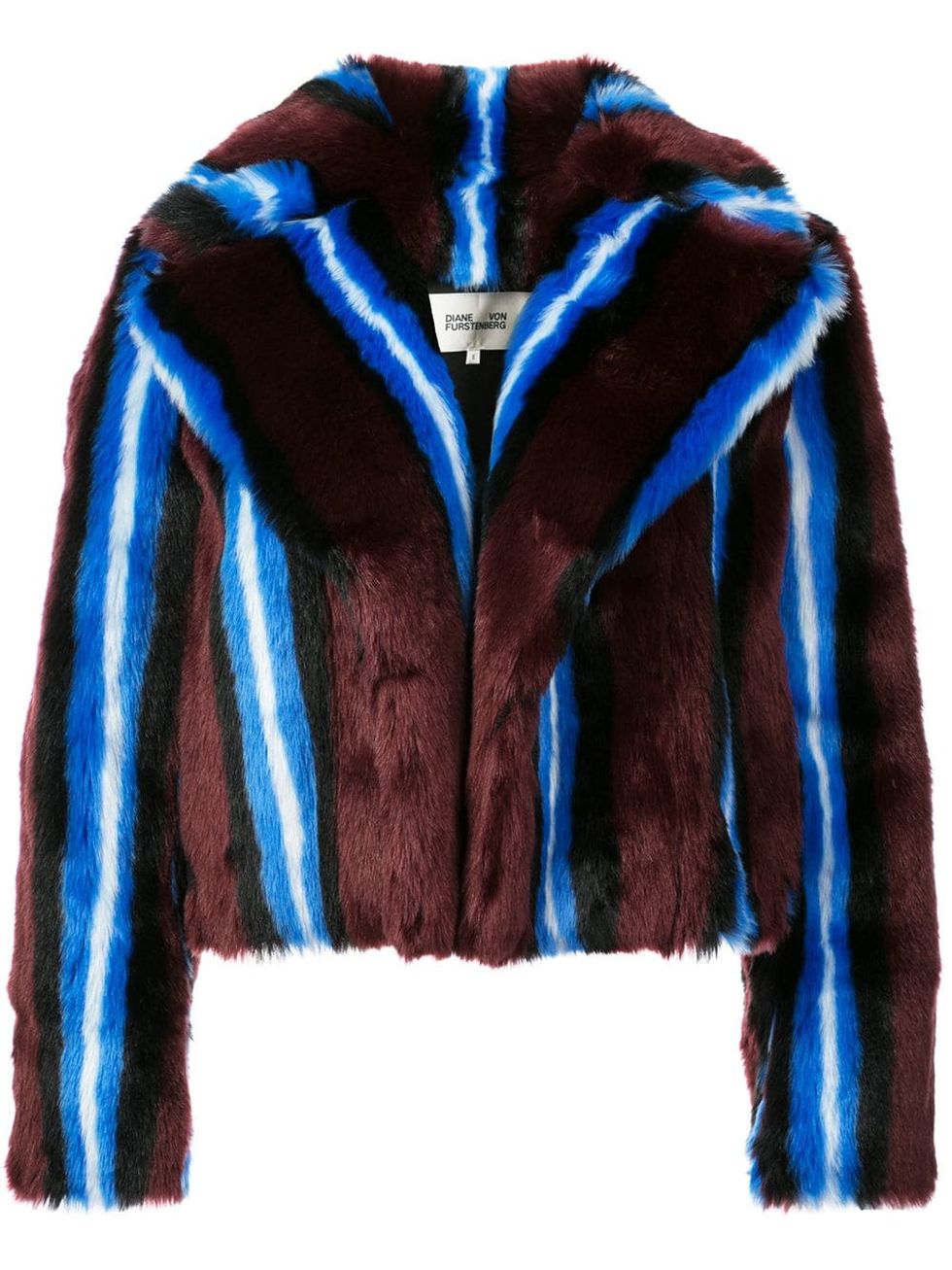 Electric Striped Faux Fur Coat
