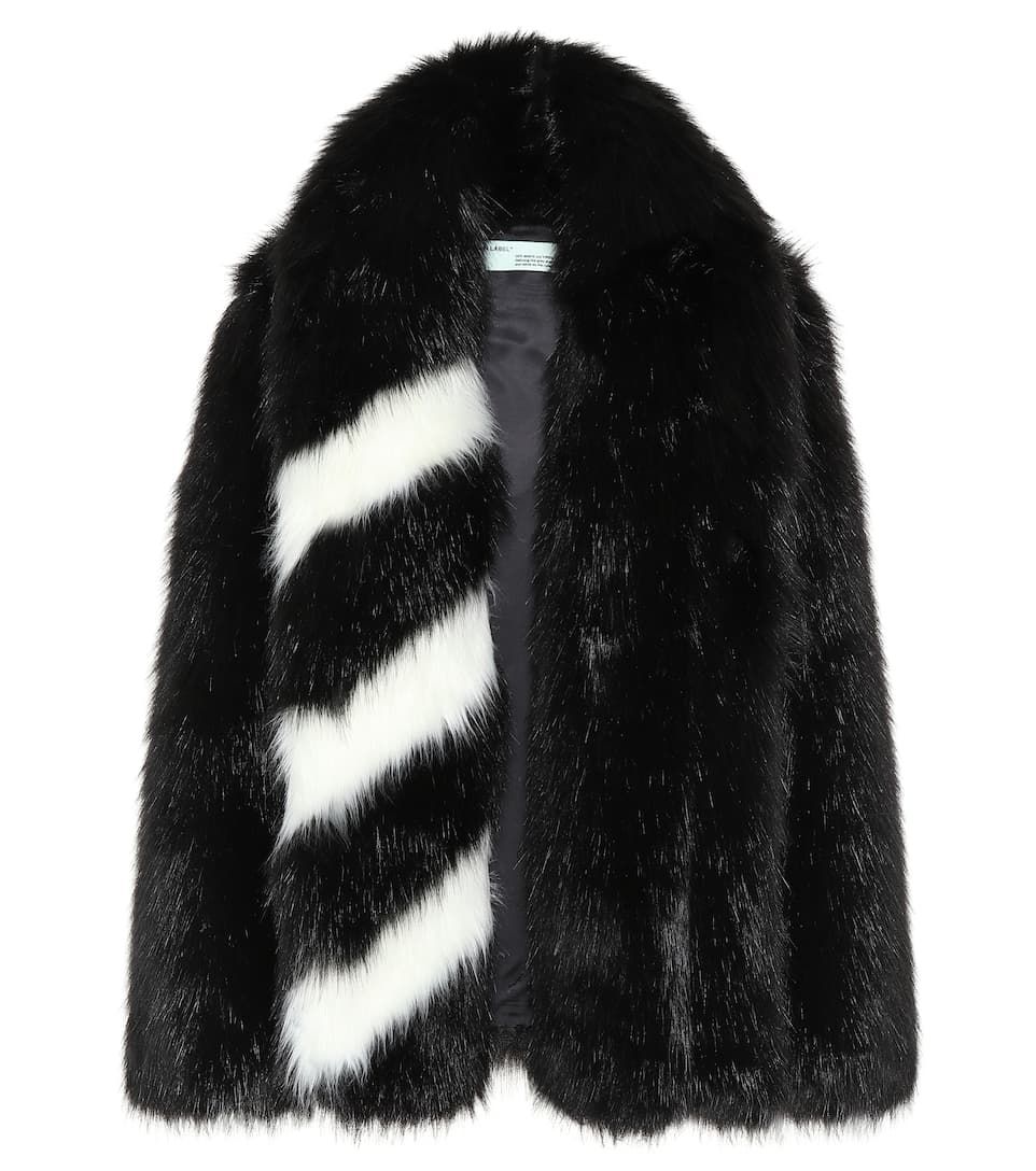 Striped Faux Fur Coat