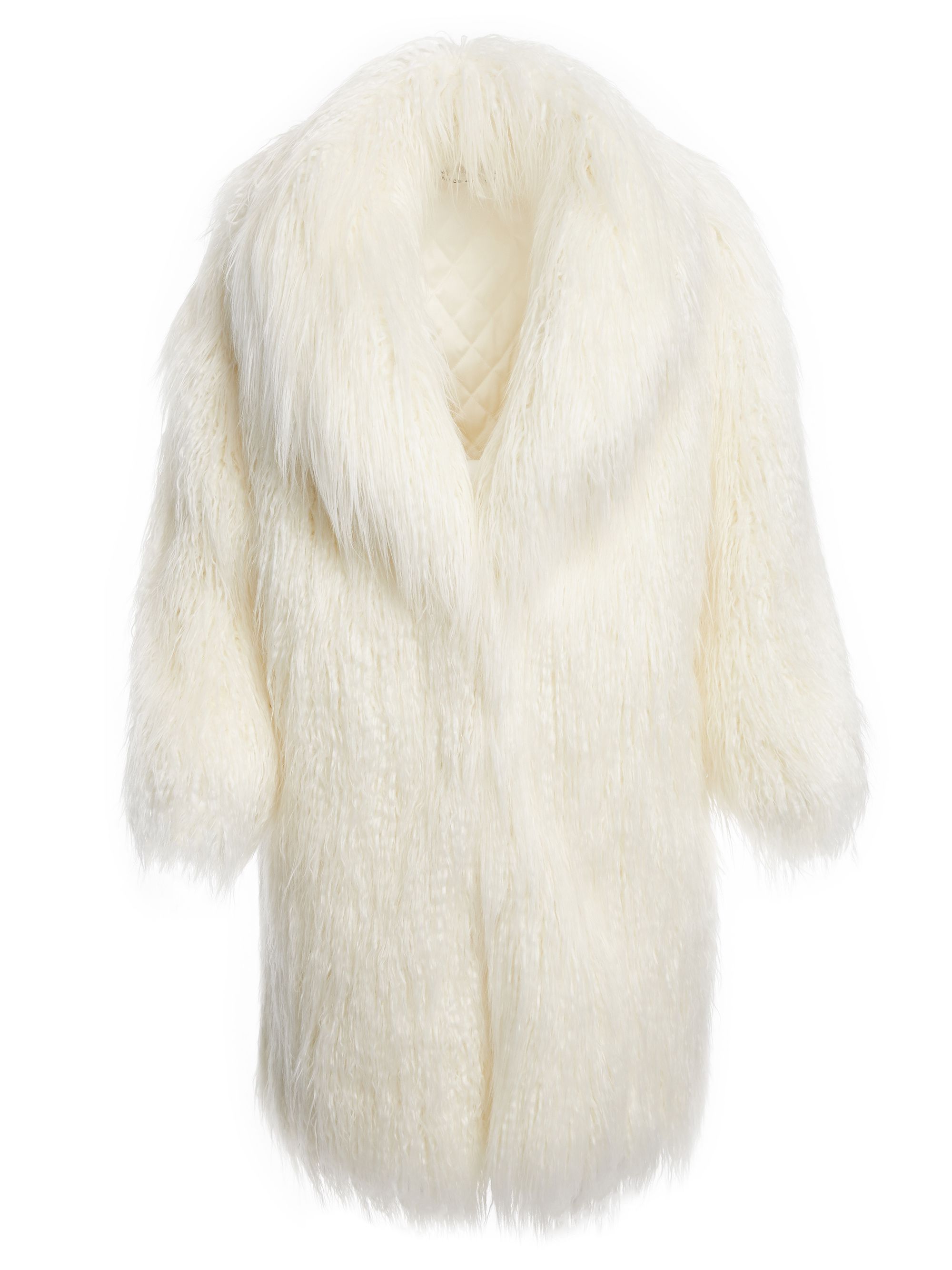 big white fur coat