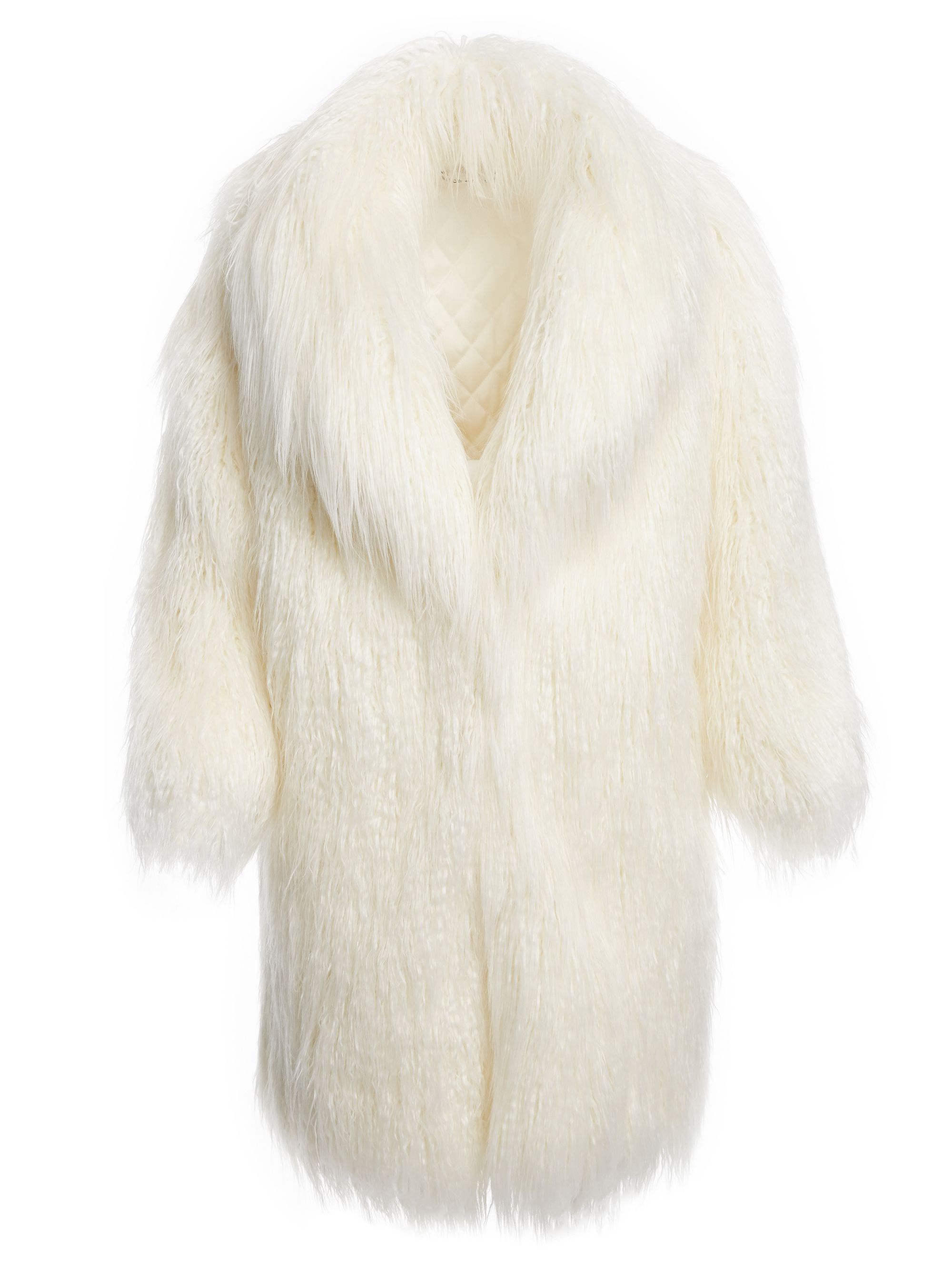 white faux fur jacket