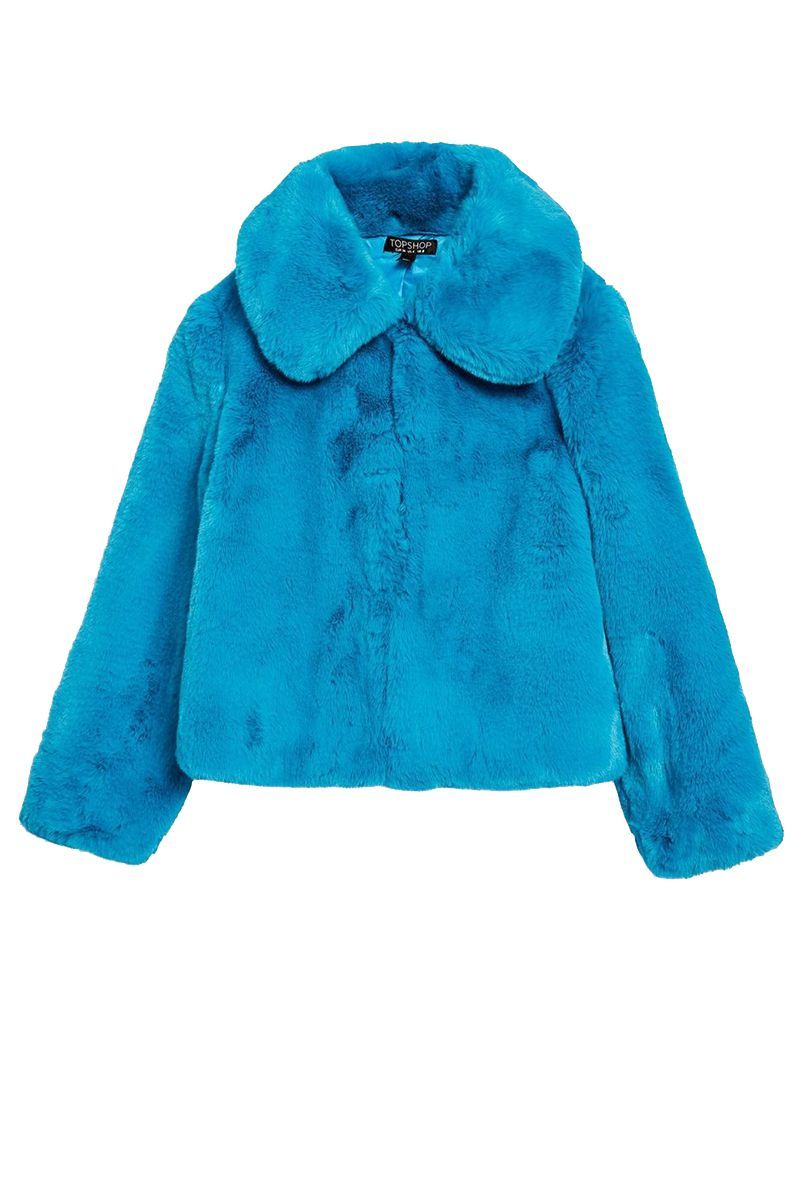 Blue Faux Fur Coat