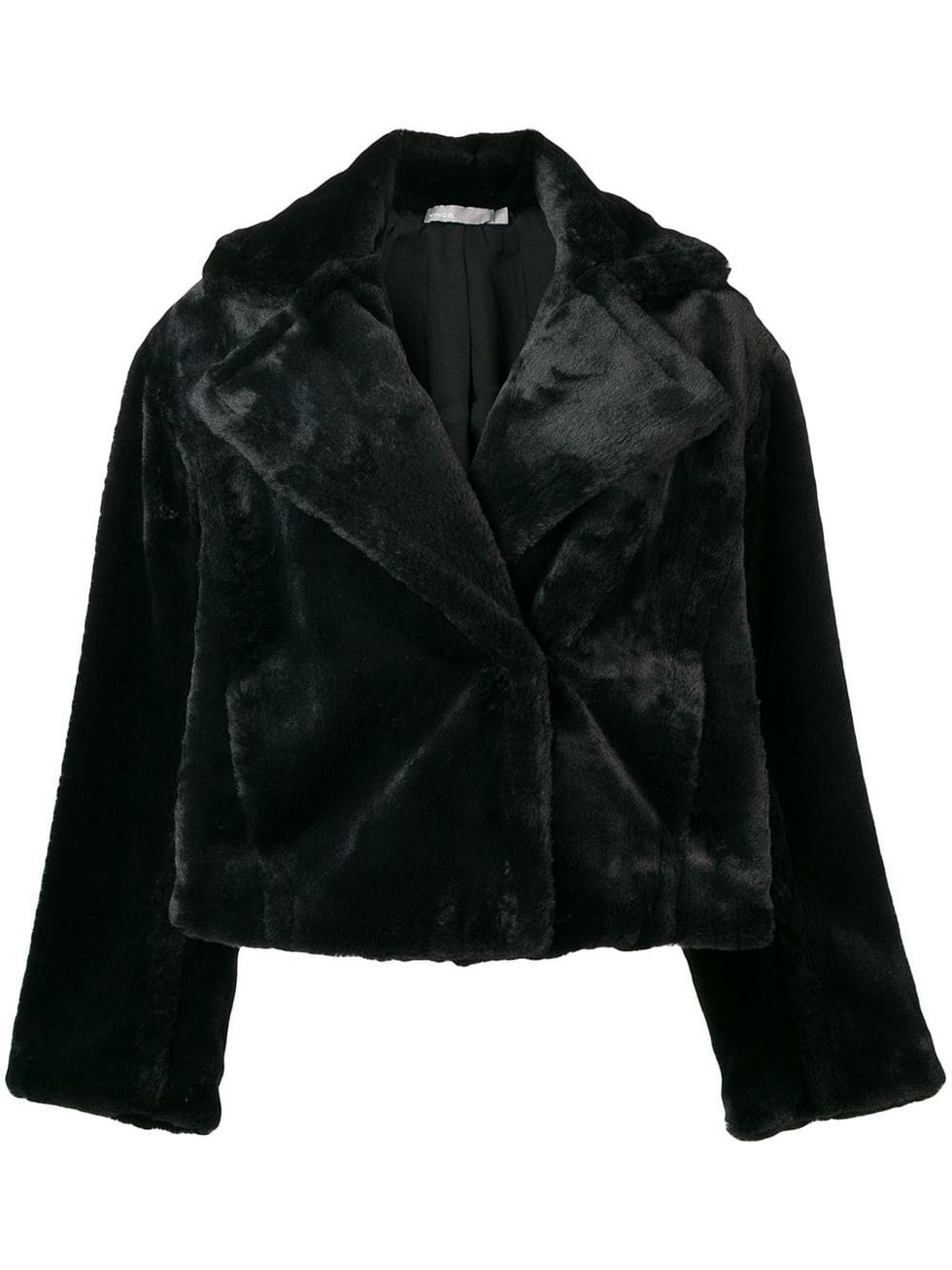 Cropped Black Faux Fur Jacket