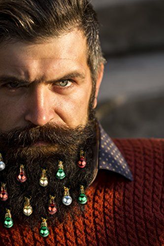 12pc Colorful Christmas Facial Hair Baubles