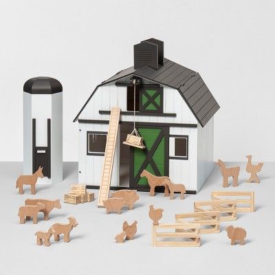 Toy Barn with Animal Figurines