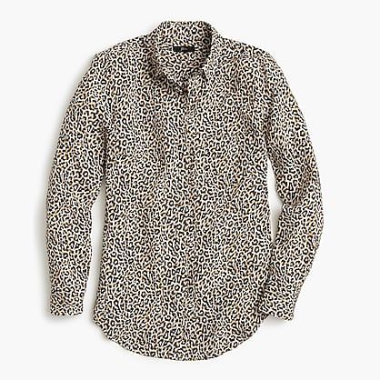 Silk Button-up Shirt in Leopard Print