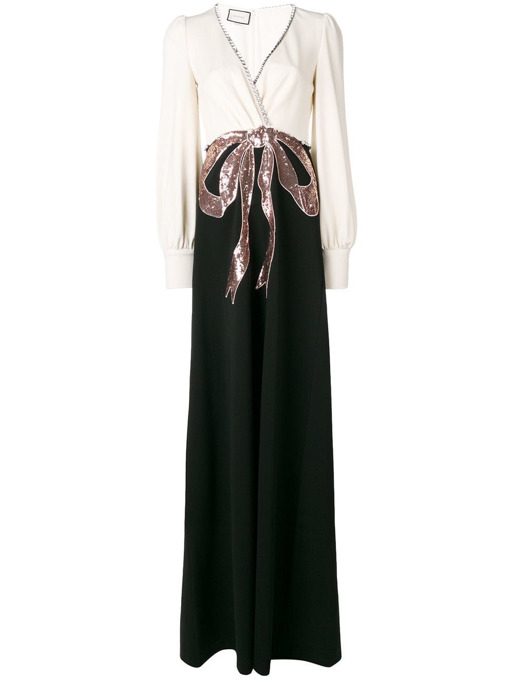 contrast bow-tied maxi dress