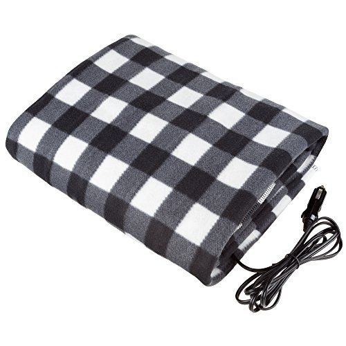 This Heated Blanket Plugs Into Your Car For Super Warm Rides Black And White Electric Heated Car Blanket