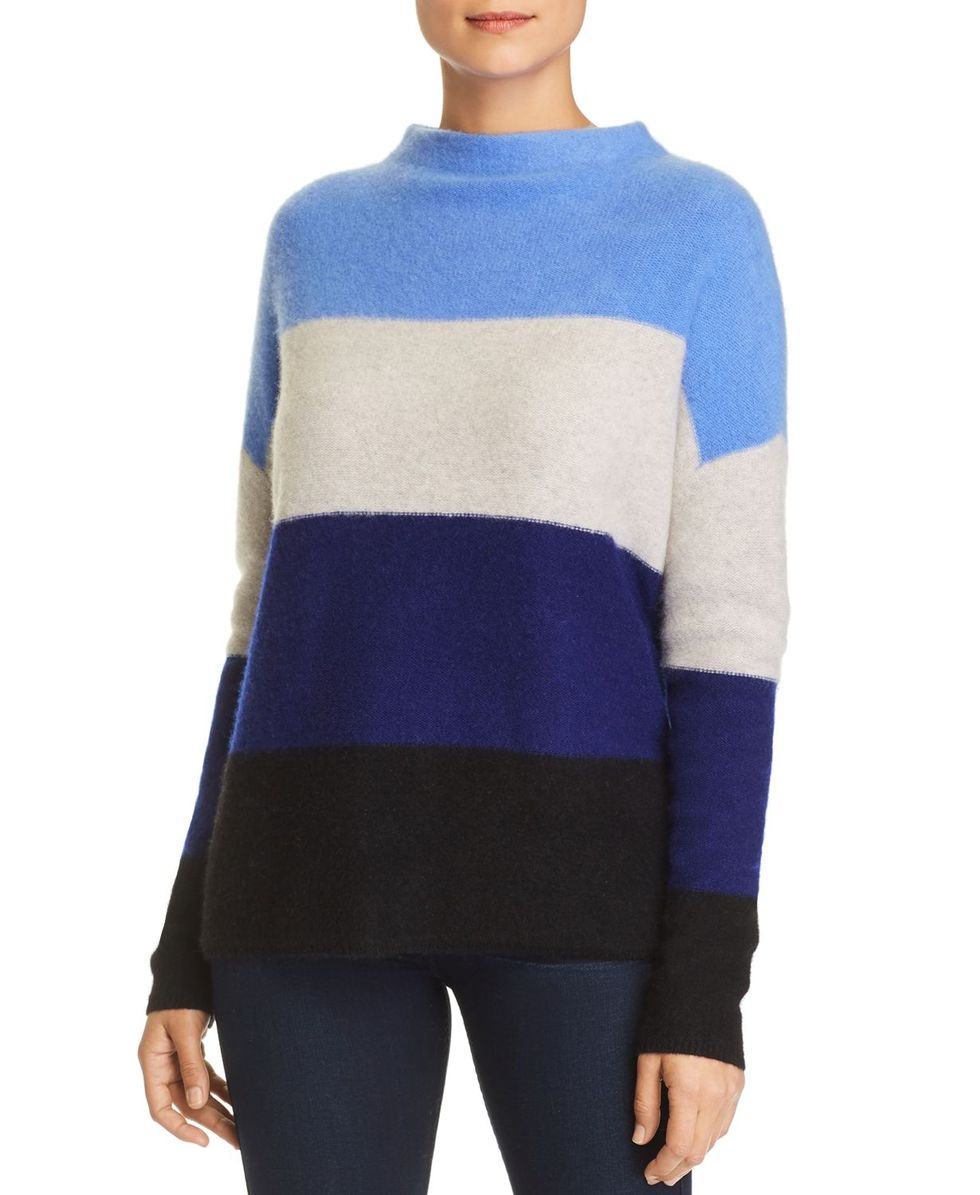 High/Low Striped Cashmere Sweater 