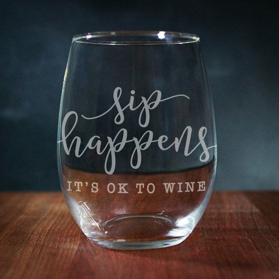 Funny Wine Glasses for Women or Men, Cute Wine Glasses, Unique Wine  Glasses, Fun Stemless Wine Glass…See more Funny Wine Glasses for Women or  Men