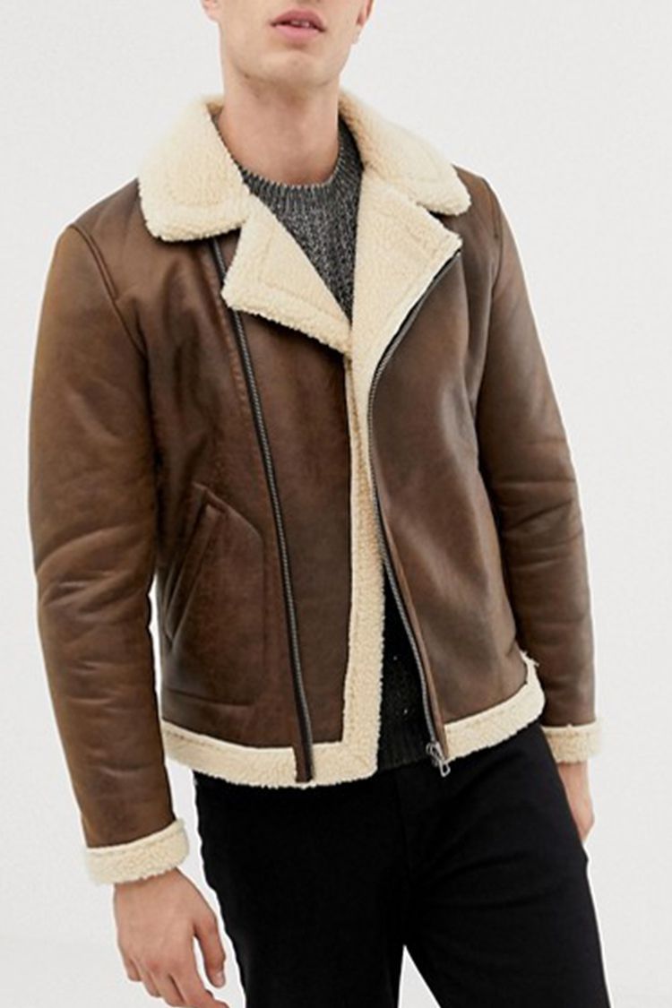 Only & Sons Faux-Leather Aviator Jacket