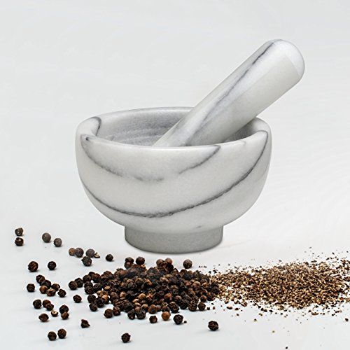 HIC Solid Carrara Marble Mortar and Pestle