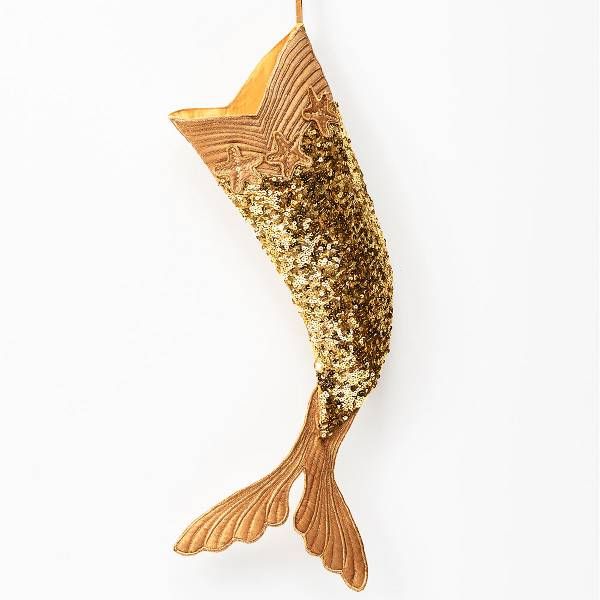 Gold Sequin Mermaid Holiday Stocking