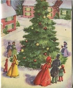 Vintage Village Christmas Tree Card 
