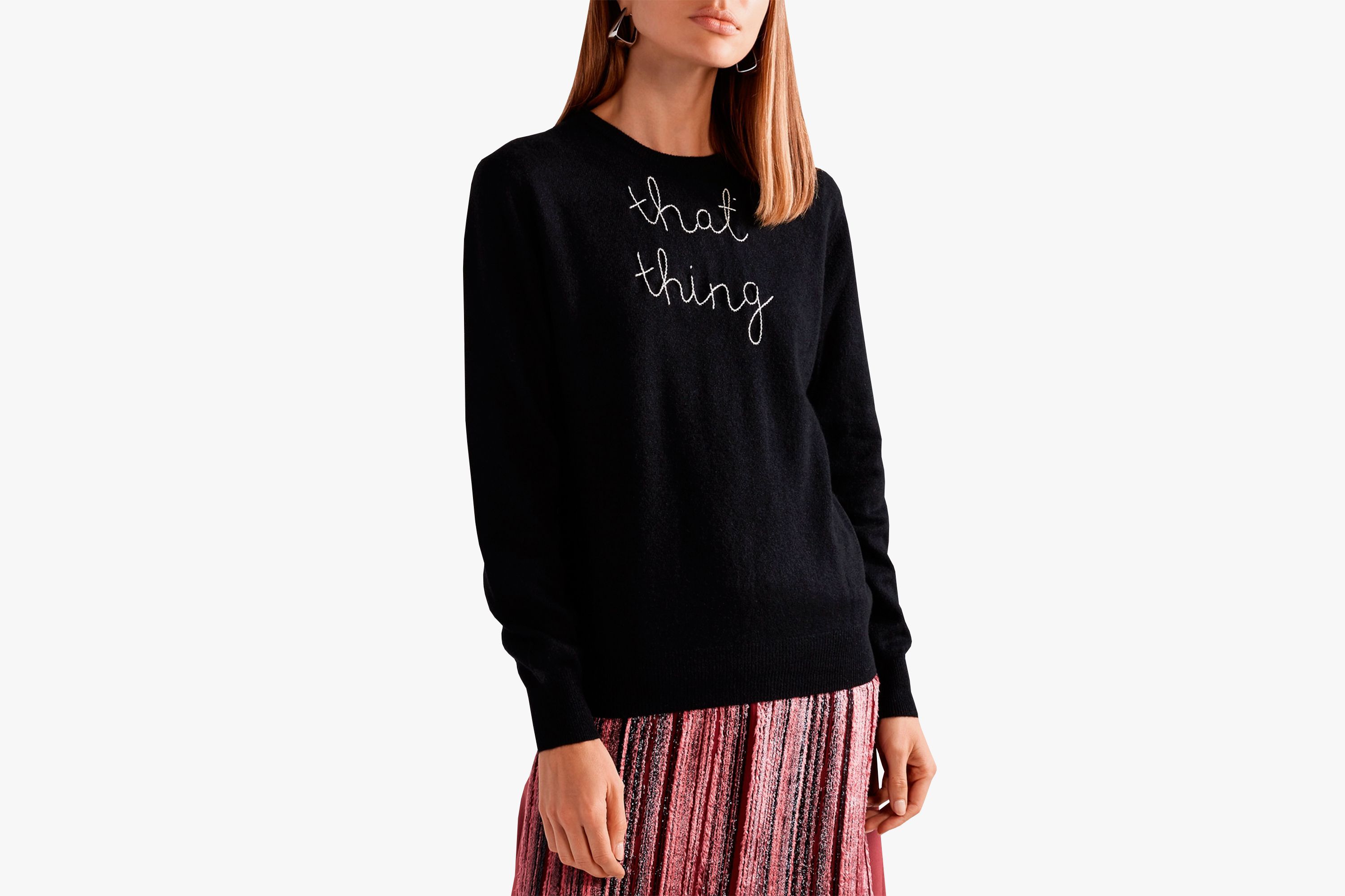 Lingua Franca Embroidered Cashmere Sweater