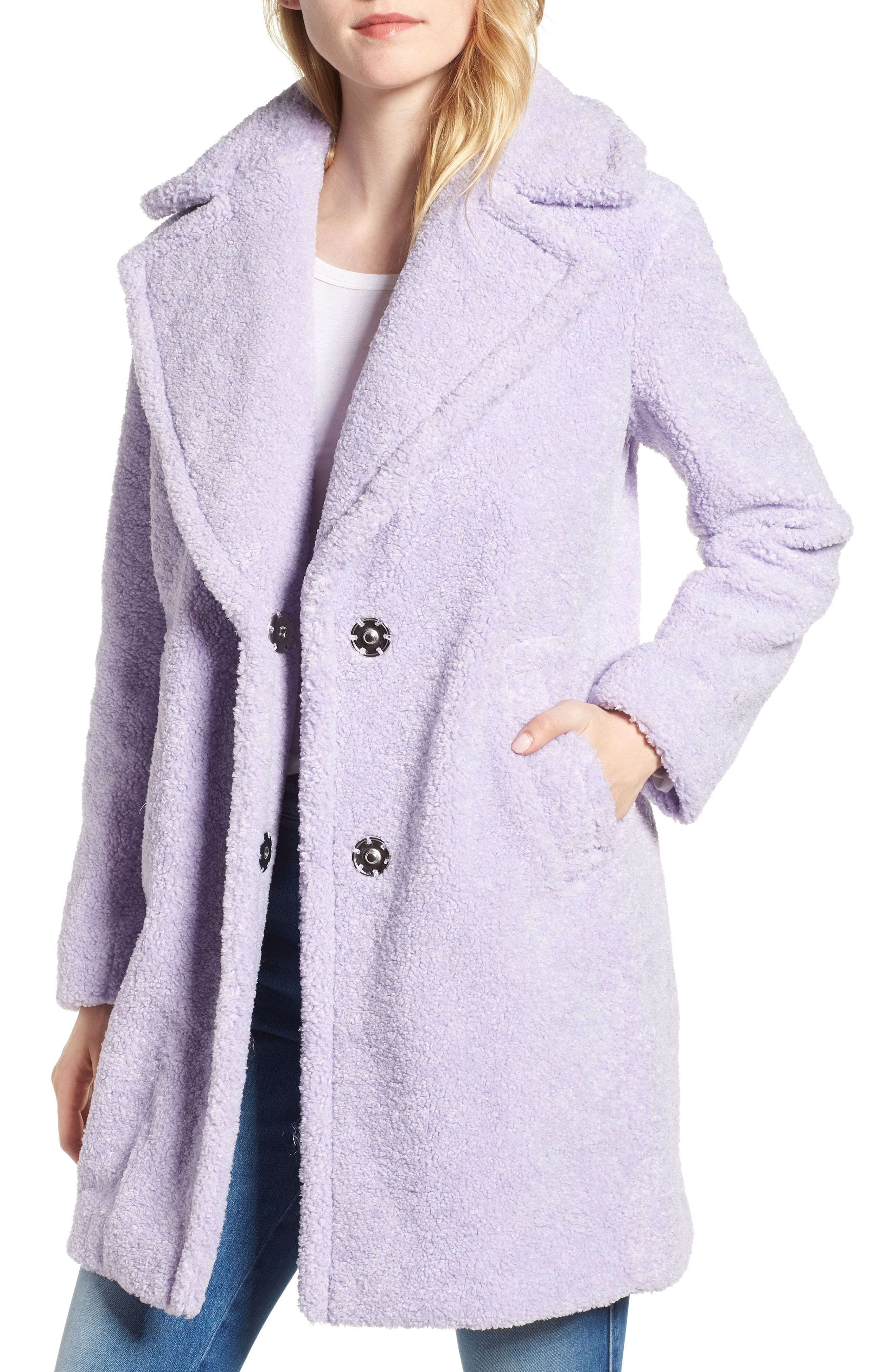 Kensie teddy clearance bear coat blush