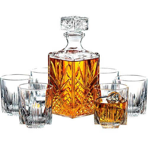 Glass Decanter and Whiskey Glasses Set