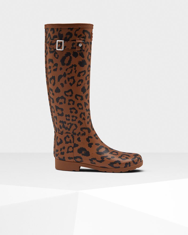Women's Leopard Print Refined Slim Fit Tall Rain Boots