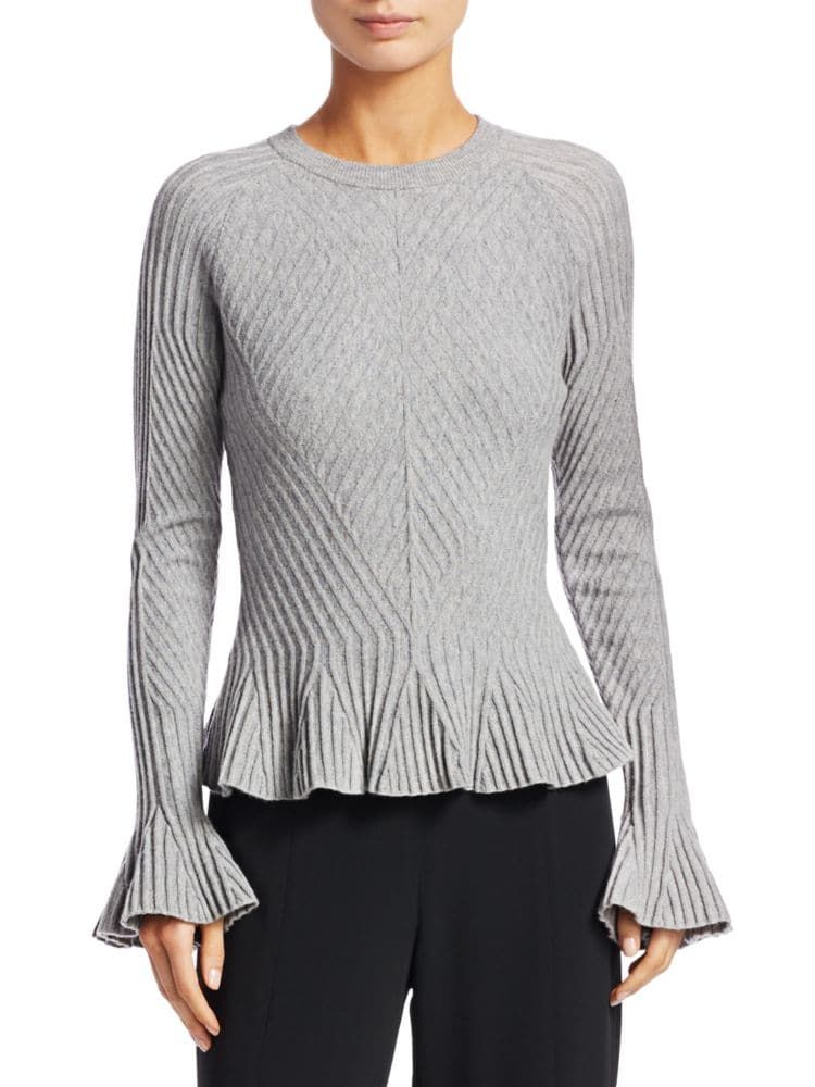 Wool-Blend Bell-Sleeve Pullover