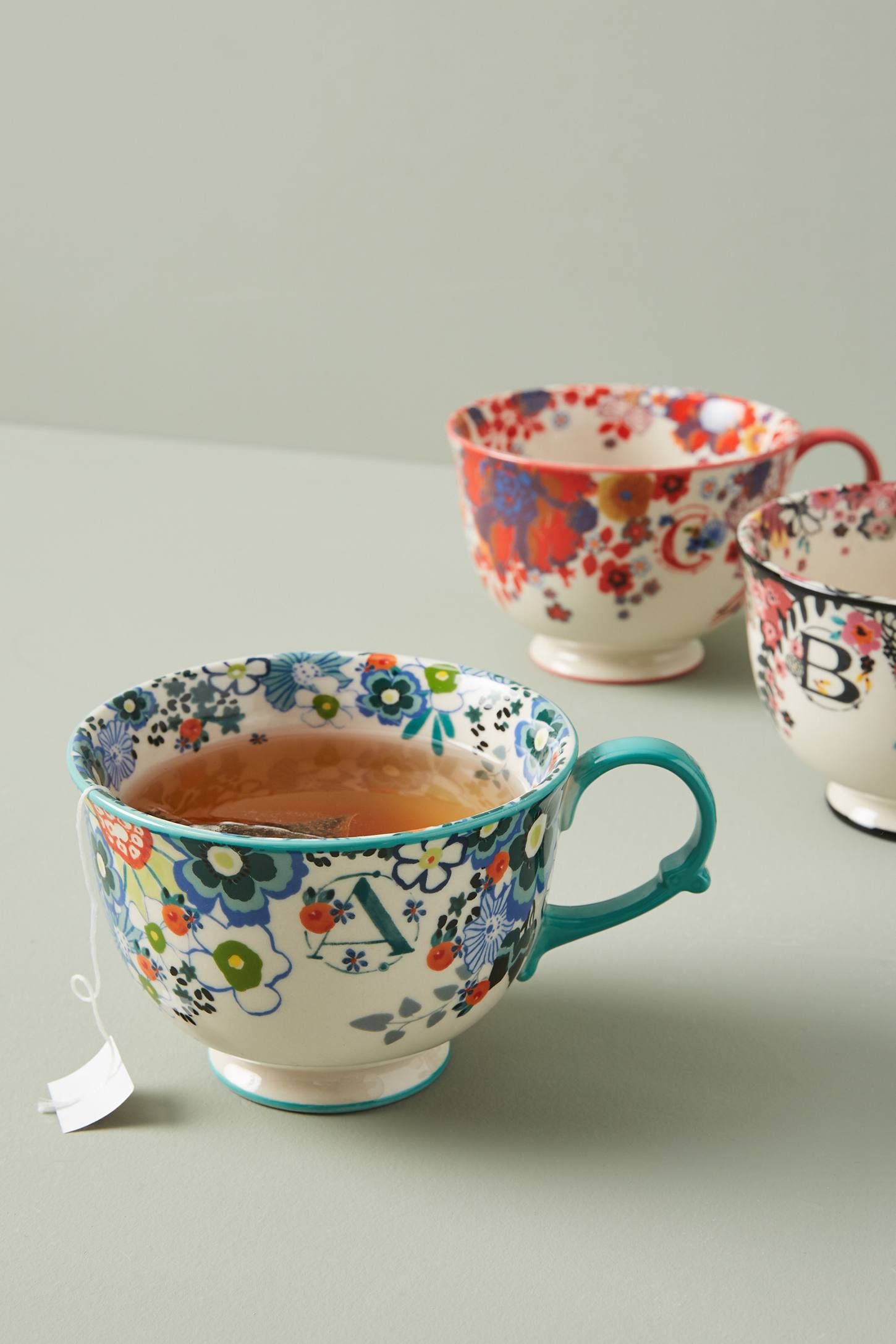Floral Tea Time Monogram Mug