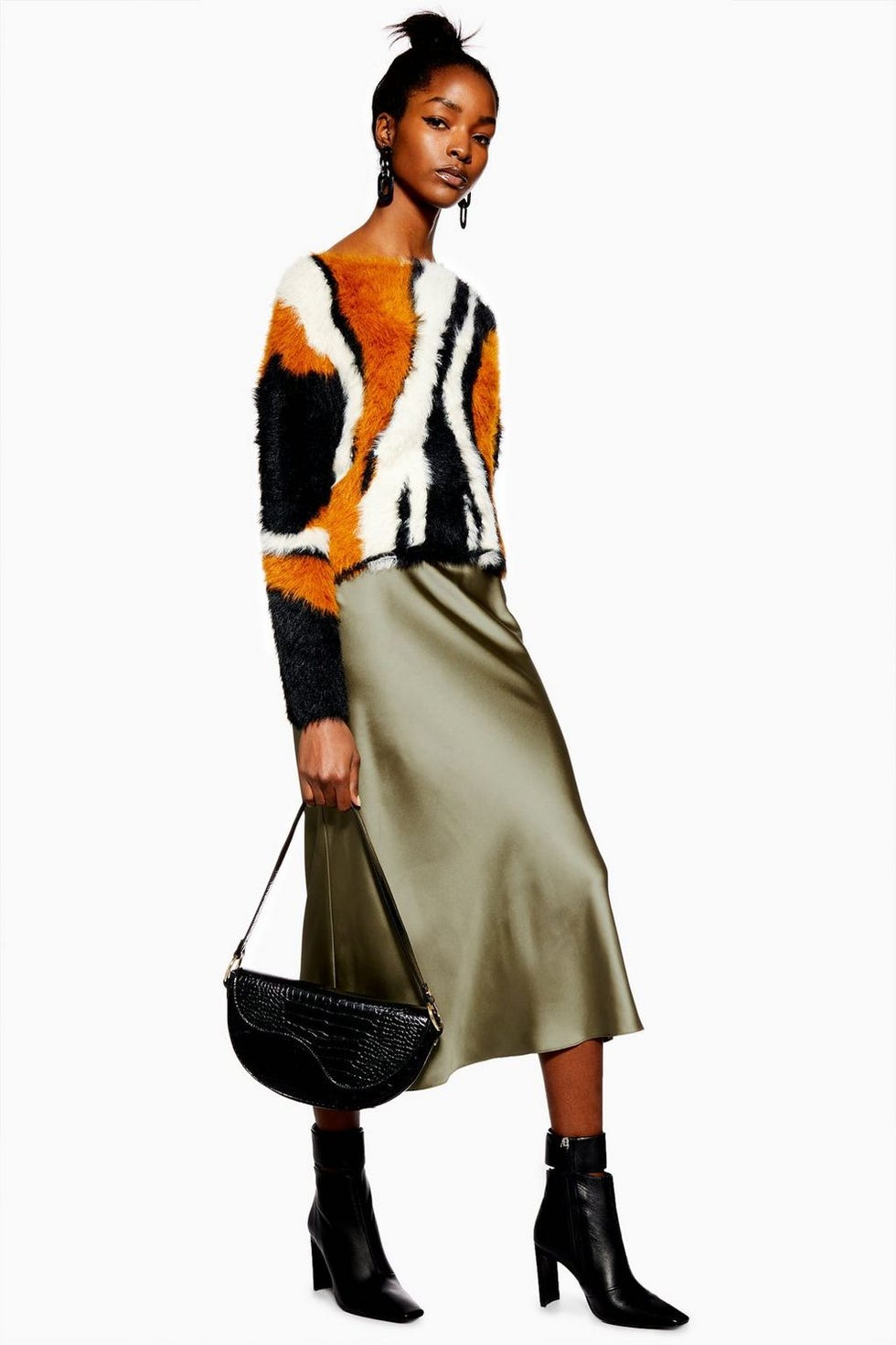 Satin Bias Midi Skirt