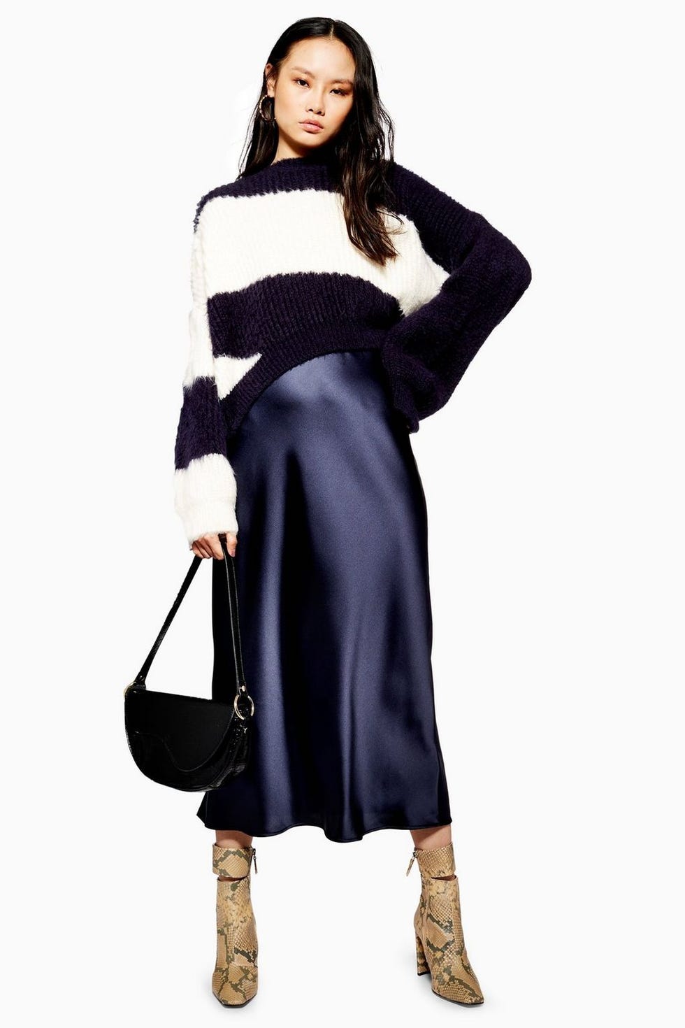 Satin Bias Midi Skirt