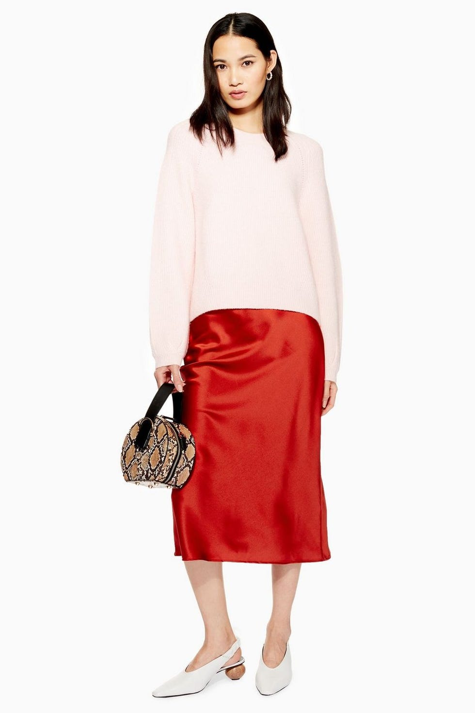 Satin Bias Cut Midi Skirt