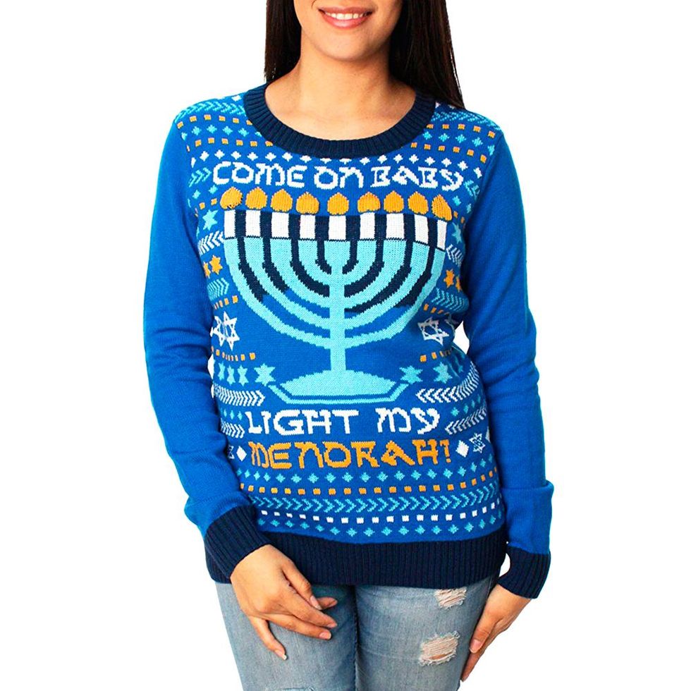 Come On Baby Light My Menorah LED Hanukkah Sweater