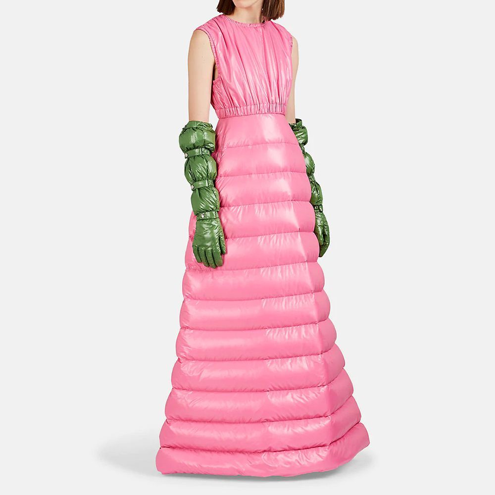 Moncler Pink Down-Quilted Long Puffer Dress