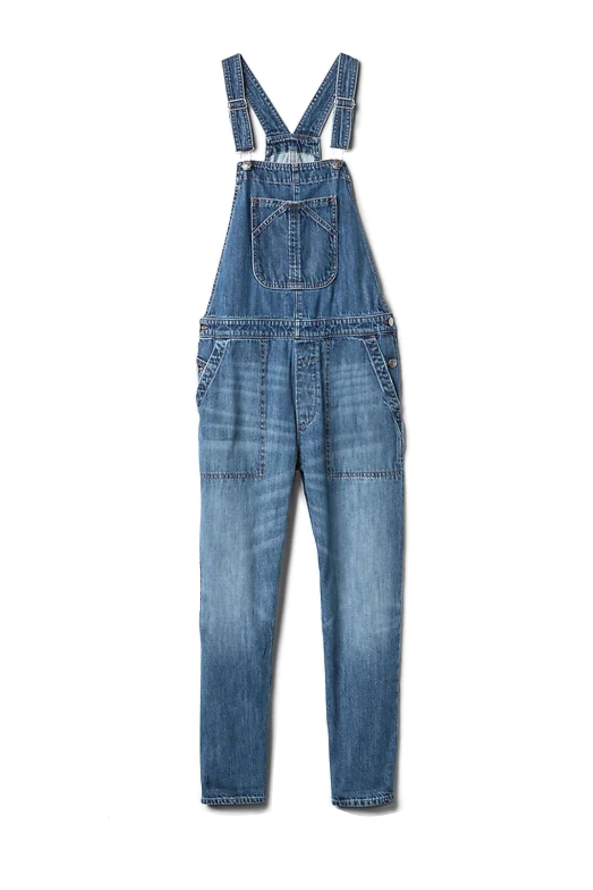 relaxed denim overalls gap