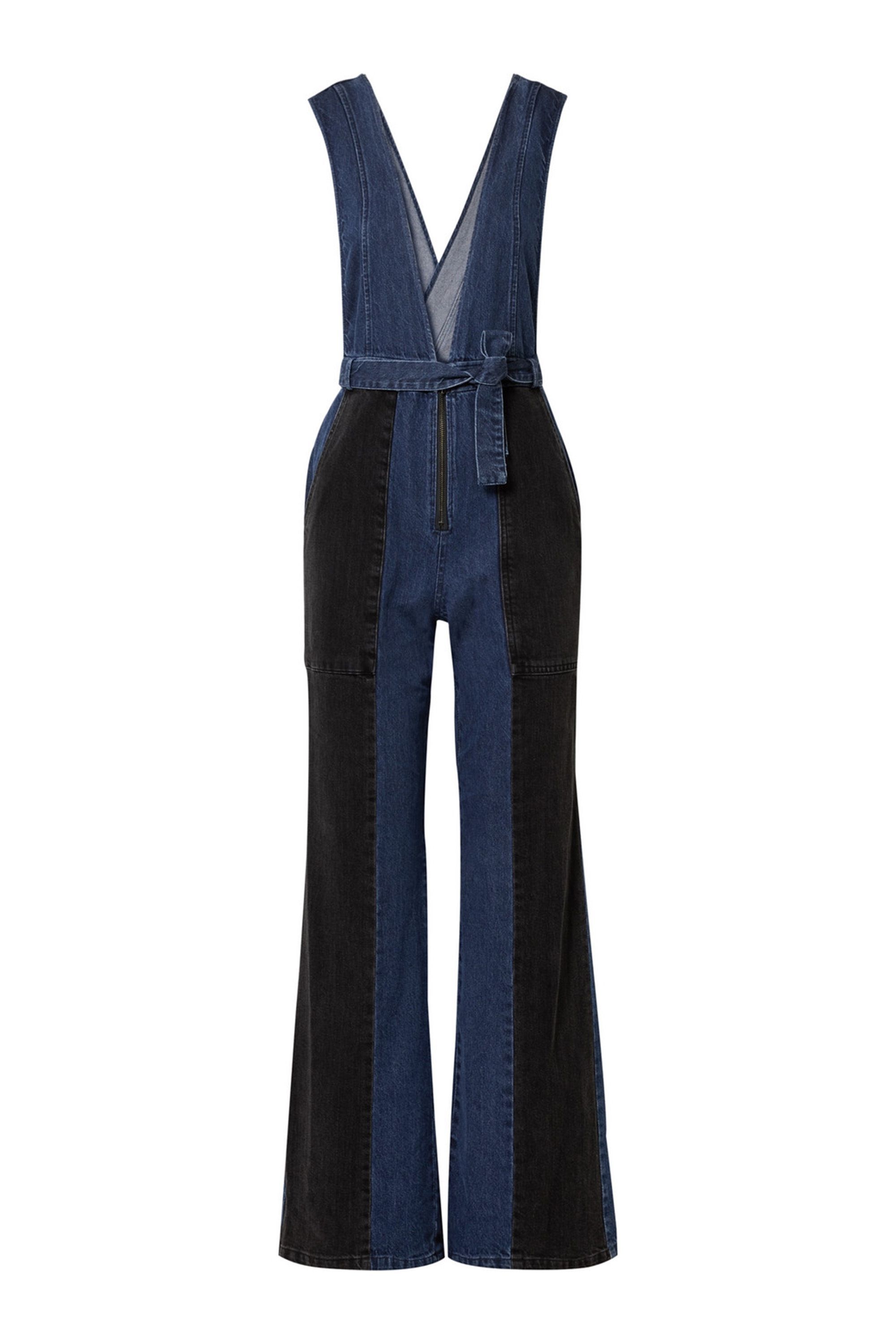 two tone denim jumpsuit