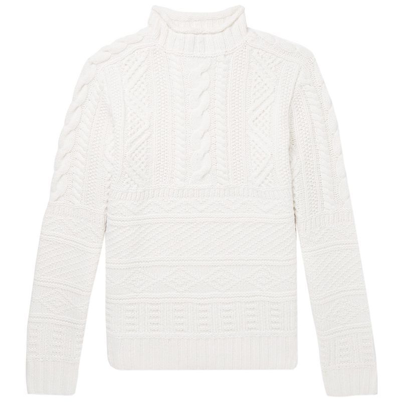 Cable-Knit Wool and Cashmere-Blend Mock-Neck Sweater