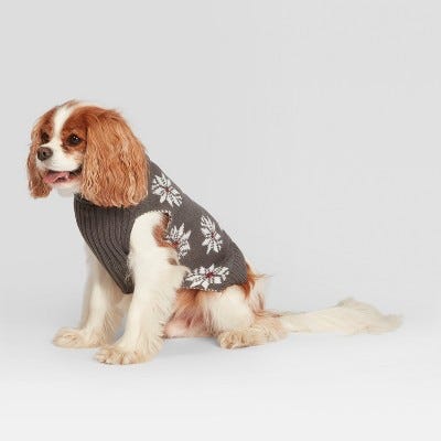 Pet Fair Isle Holiday Sweater Gray