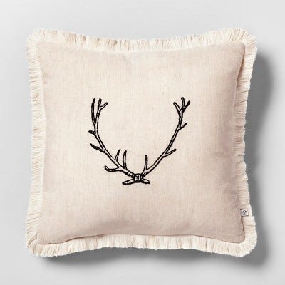 Antler Holiday Throw Pillow