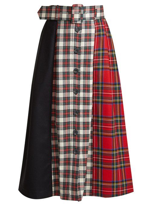 emilia wickstead tartan midi skirt