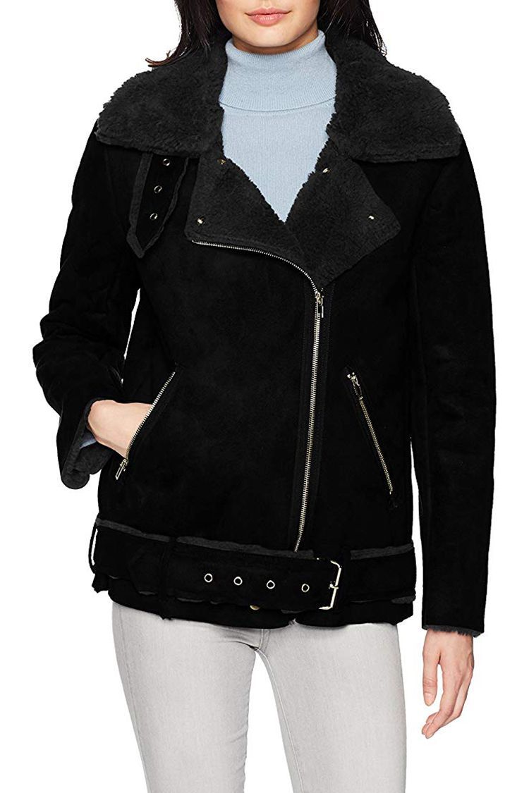Joa Faux Shearling Biker Jacket