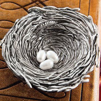 Pewter Bird's Nest Ornament & Dish