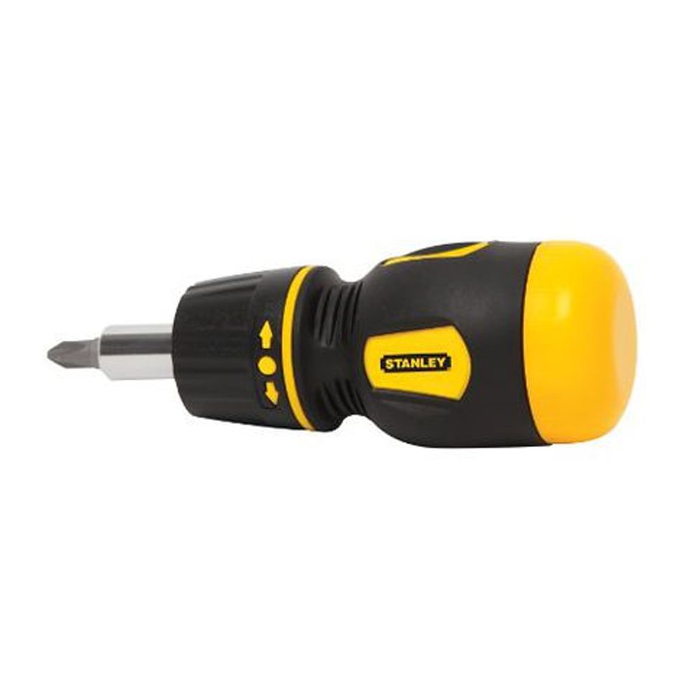 STANLEY Multi Screwdriver, Stubby Ratcheting, Including 6 Interchangeable Bits (66-358)