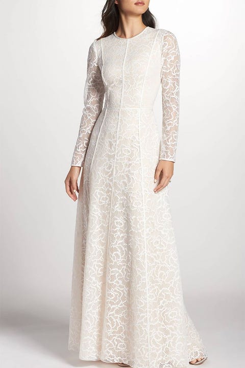 12 Best Winter Wedding Dresses For 2018 Long Sleeve Tadashi Shoji Sheer Sleeve Lace A Line Gown