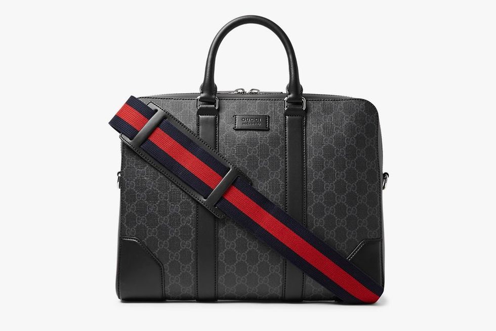 Gucci Leather-Trimmed Monogrammed Messenger Bag
