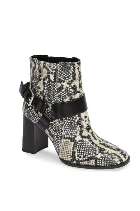 snakeskin flat booties
